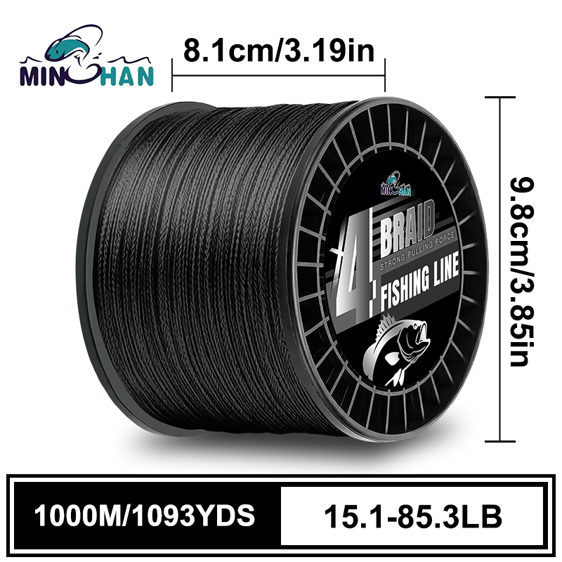 4가닥으로 엮은 1000m 검은색 낚싯줄, 15.2~8 - Ice Fishing Line 리뷰 및 가격
